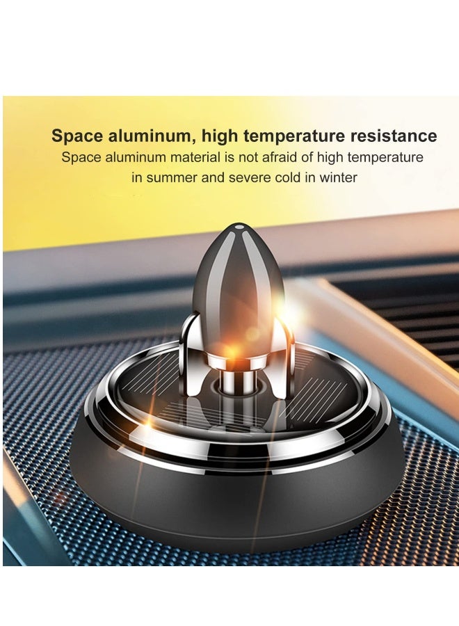 Car Air Fresheners with Solar Rotating, Aluminium Alloy Rocket Car Aromatherapy Diffuser Airplane Interior Decoration Accessories Diffuser for Car Office Home (Black) - Image 3